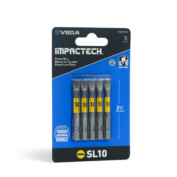 Vega VEGA-T150F10A-C5 Impactech Slotted #10 Power Bit 2in 5-Pack