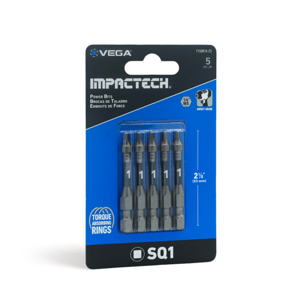 Vega VEGA-T150R1A-C5 Impactech Square (Robertson) #1 Power Bit 2in 5-Pack
