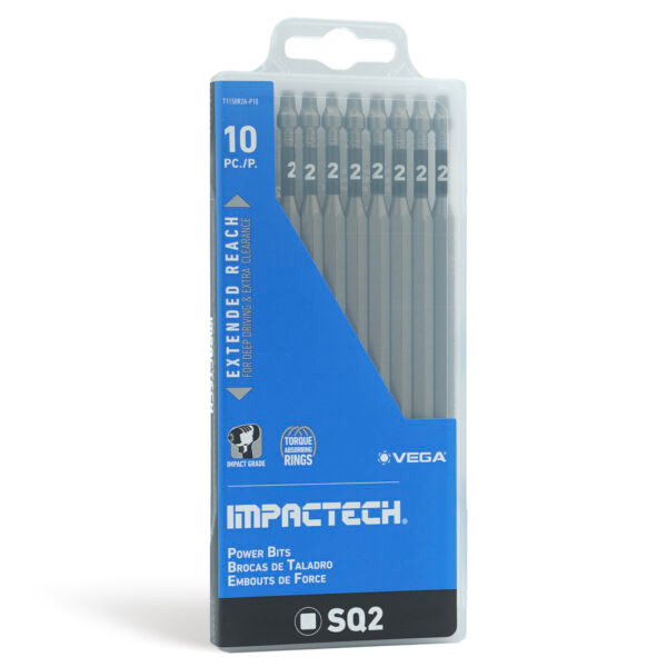 Vega Industries VEGA-T1150R2A-P10 #2 Square Drive 6in Impactech Power Bit, 10pk