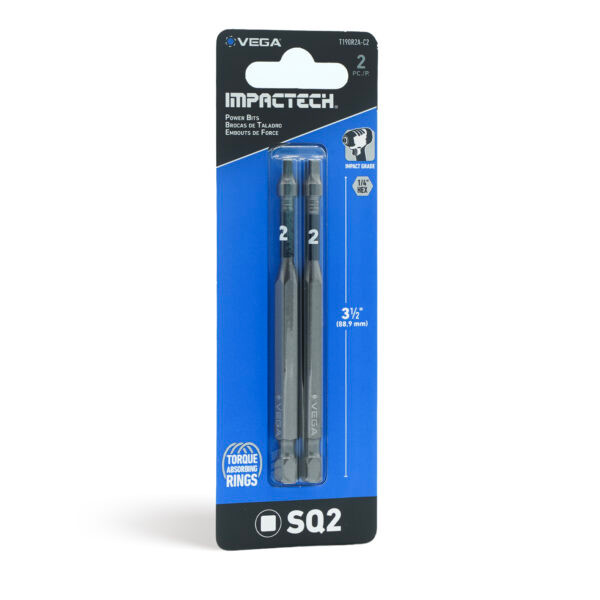 Vega VEGA-T190R2A-C2 Impactech Square (Robertson) #2 Power Bit 3-1/2in 2-Pack