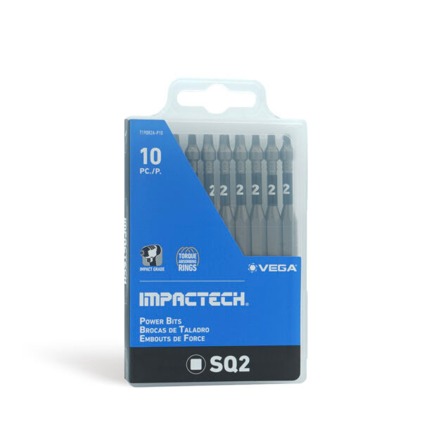 Vega VEGA-T190R2A-P10 Impactech Square (Robertson) #2 Power Bit 3-1/2in 2-Pack