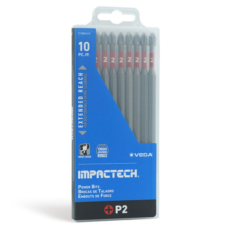 Vega VEGA-T1150P2A-P10 Impactech Phillips #2 6in Power Bit 10-Pack