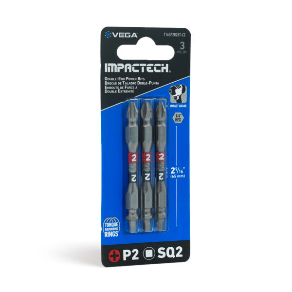 Vega VEGA-T165P2R2BT-C3 Impactech Double-End Power Bit P2 + R2 2-9/16in 3-Pack