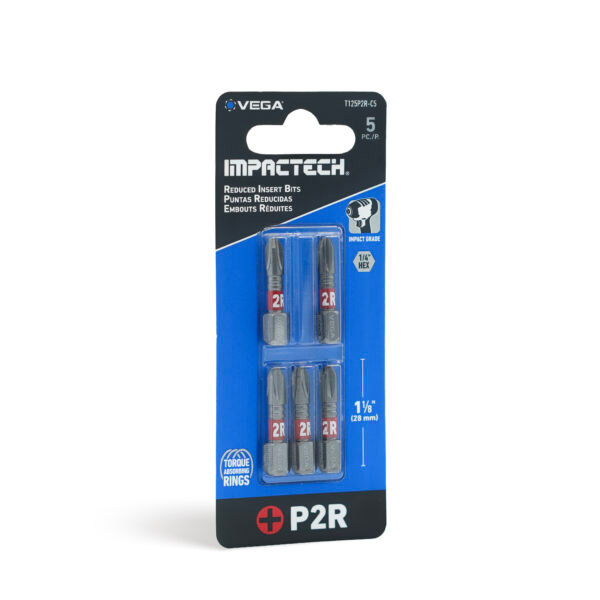 Vega VEGA-T125P2R-C5 T125P2R-C5 Impactech Phillips #2 Reduced Head Insert Bit 1in 5-Pack