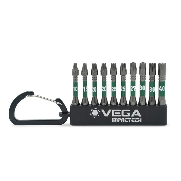 Vega Industries VEGA-T150TTCS10 1.5in Tamperproof Torx Carabiner Bit Set, 10pc