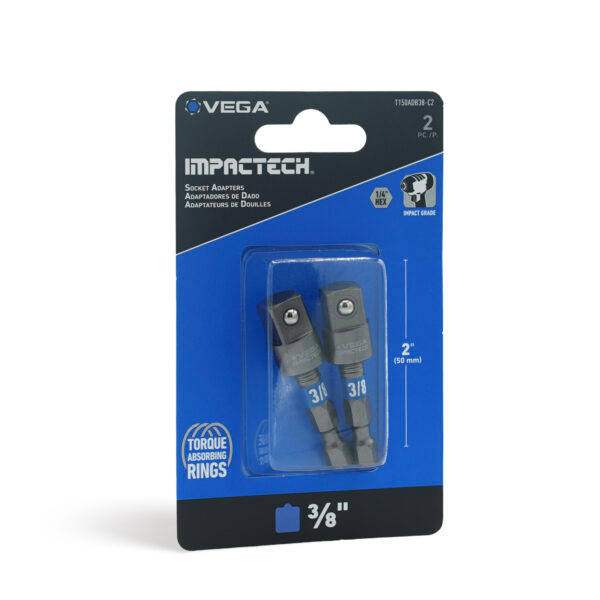 Vega VEGA-T150ADB38-C2 Impactech Socket Adapter 3/8in 2in 2-Pack