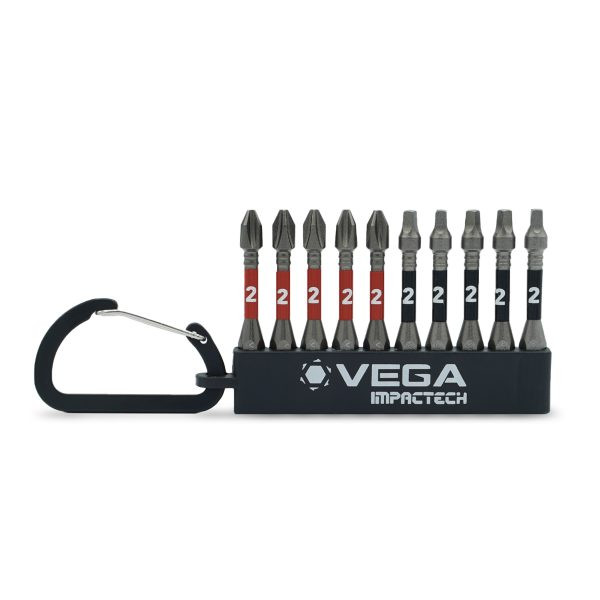 Vega VEGA-T150P2R2CS10 Impactech Phillips #2 Square #2 Carabiner Set 2in 10-Piece