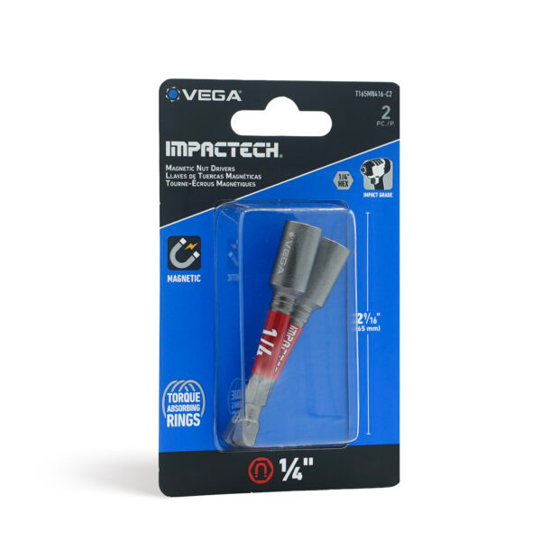 Vega VEGA-T165MN416-C2 Impactech Magnetic Nut Driver 1/4" 2-9/16in 2-Pack