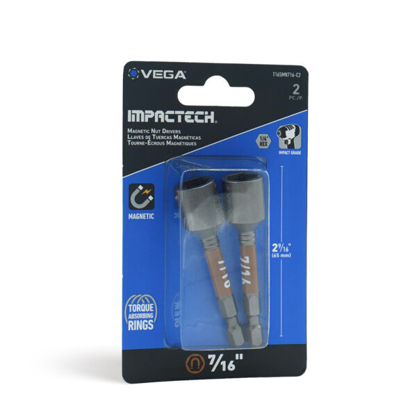 Vega VEGA-T165MN716-C2 Impactech Magnetic Nut Driver 7/16" 2-9/16in 2-Pack