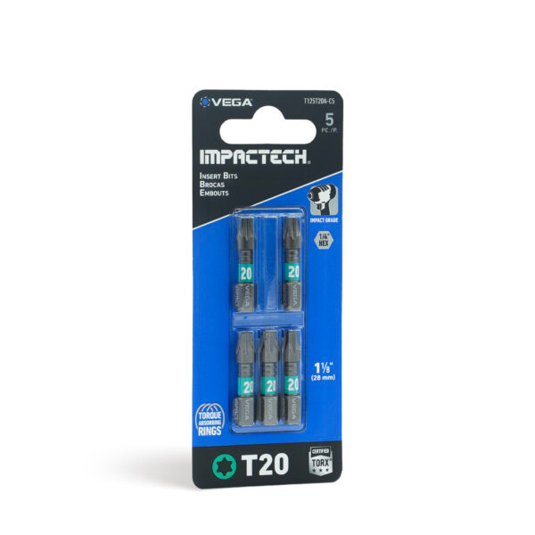 Vega VEGA-T125T20A-C5 T125T20A-C5 Impactech TORX T20 Insert Bit 1in 5-Pack