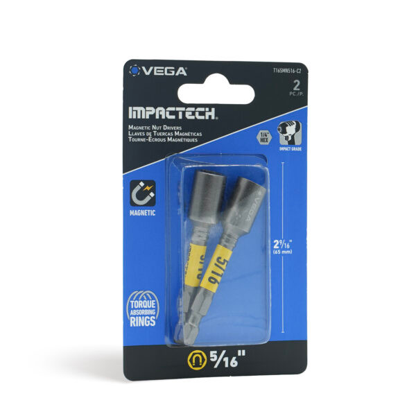 Vega VEGA-T165MN516-C2 Impactech Magnetic Nut Driver 5/16" 2-9/16in 2-Pack