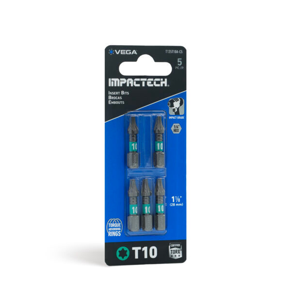 Vega VEGA-T125T10A-C5 T125T10A-C5 Impactech TORX T10 Insert Bit 1in 5-Pack