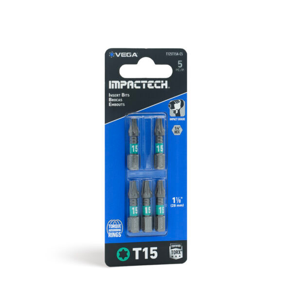 Vega VEGA-T125T15A-C5 T125T15A-C5 Impactech TORX T15 Insert Bit 1in 5-Pack