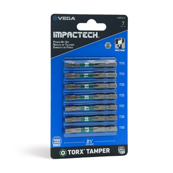 Vega VEGA-T150TTS-C7 Impactech Tamper Torx 2in Power Bit Carabiner Set