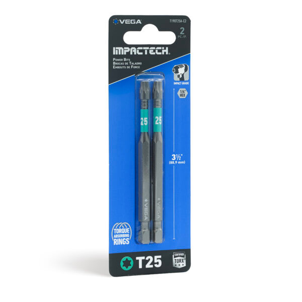 Vega VEGA-T190T25A-C2 Impactech TORX T25 Power Bit 3-1/2in 2-Pack