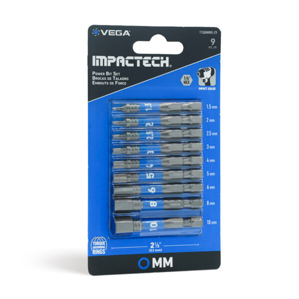 Vega VEGA-T150HMMS-C9 Impactech Hex Power Bit Set Metric 2in 9-Piece