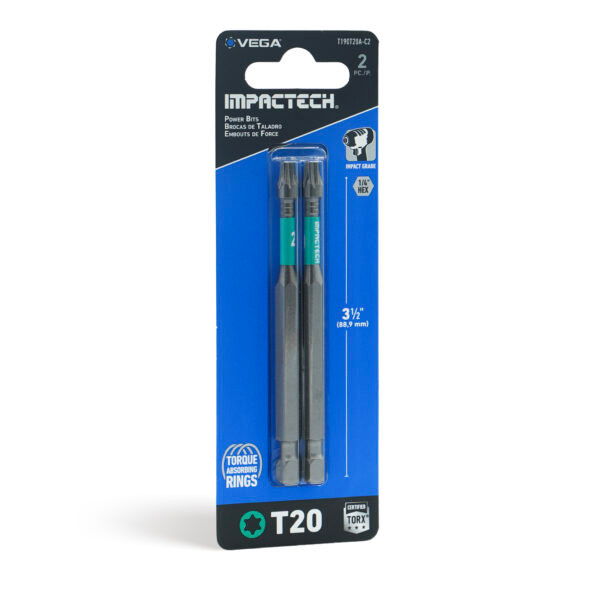 Vega VEGA-T190T20A-C2 190T20A T20 TORX Power Bit 3-1/2in 2-Pack