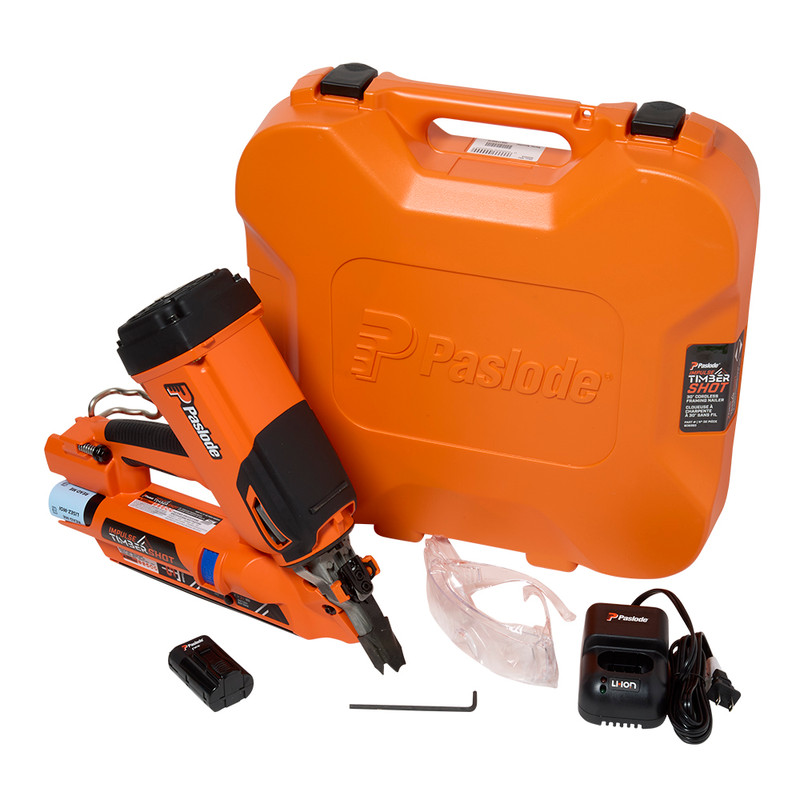 Paslode PAS-906950IP Timbershot Cordless Impulse 30Deg Framing Nailer Kit