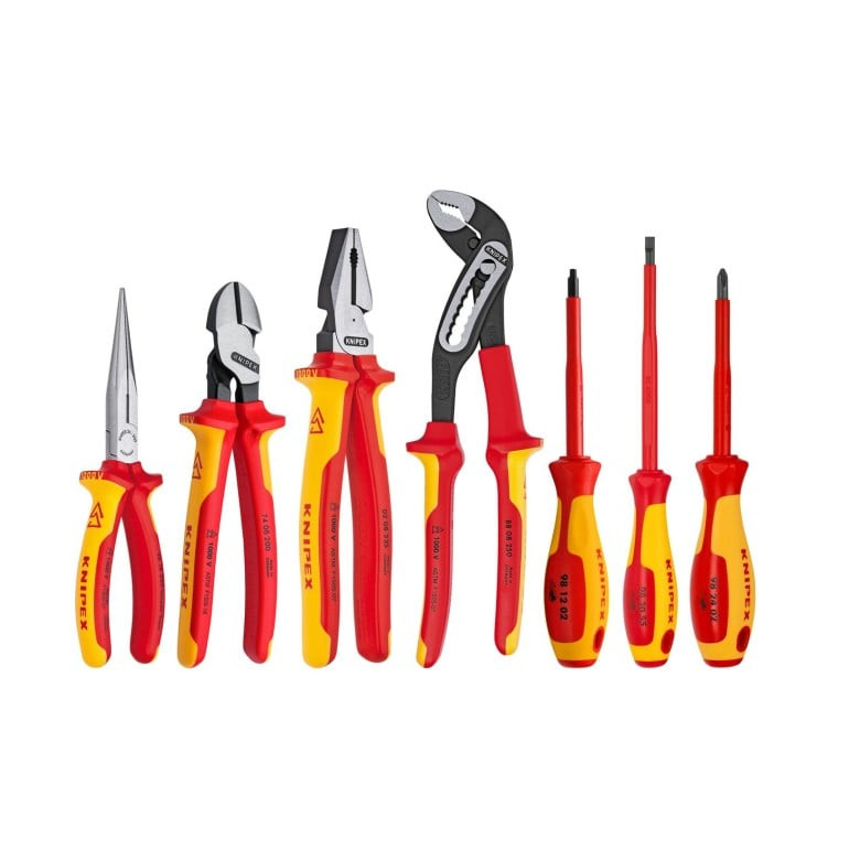 Knipex 7-Piece 1000V Insulated Pliers & Screwdriver Tool Set in Tool Roll