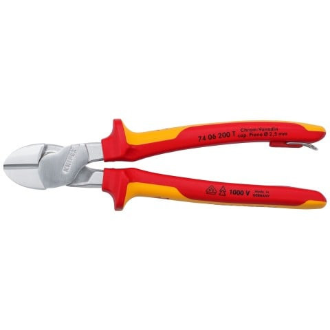 Knipex KNIP-7406200T 8in High Leverage Diagonal Cutter 1000V Insulated with Tether Attachment