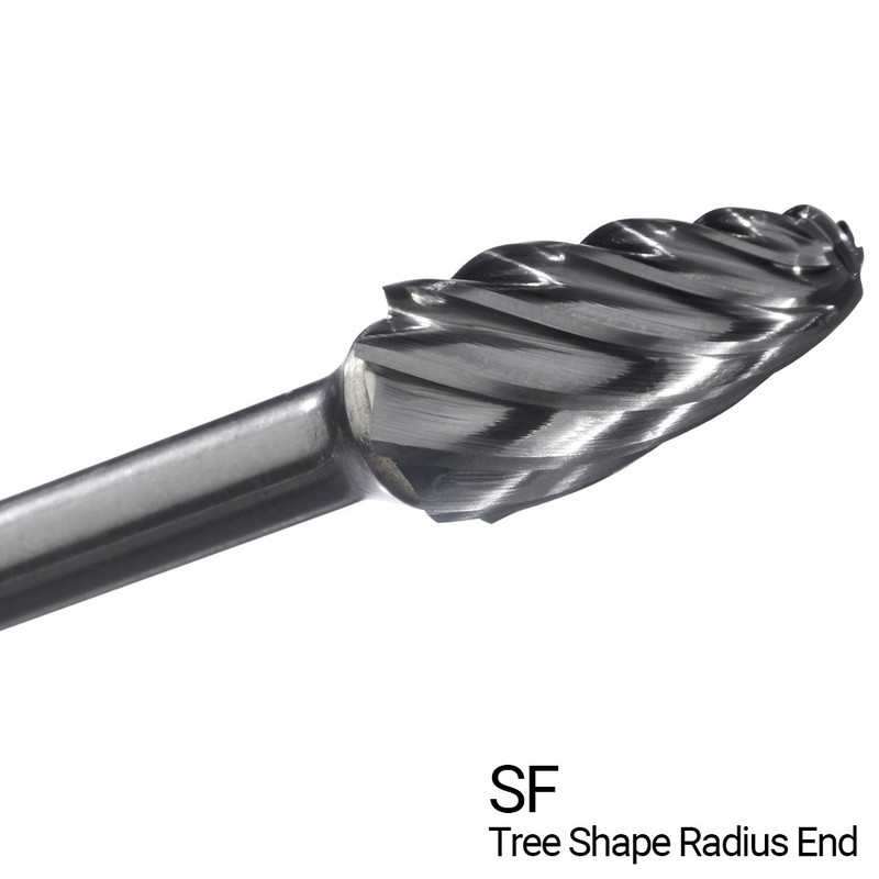 Champion CHAMP-SF5NF-IPAC SF5NF Single Flute Non-Ferrous Tree Radius End Carbide Bur 1/2in x 1in
