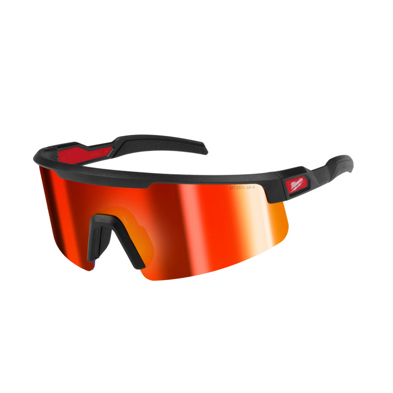 Milwaukee MIL-48-73-2500 Wrap Around Safety Glasses Red Mirrored Anti-Scratch Lenses