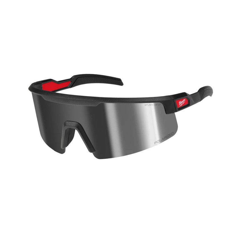 Milwaukee MIL-48-73-2503 Polarized Wrap Around Safety Glasses Silver Mirrored Dual Coat Lenses