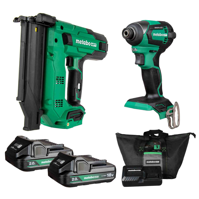 Metabo HPT HPT-KC18DEXQDM 18V MultiVolt Brushless Impact Driver & 18-Gauge Brad Nailer 2-Tool Combo Kit