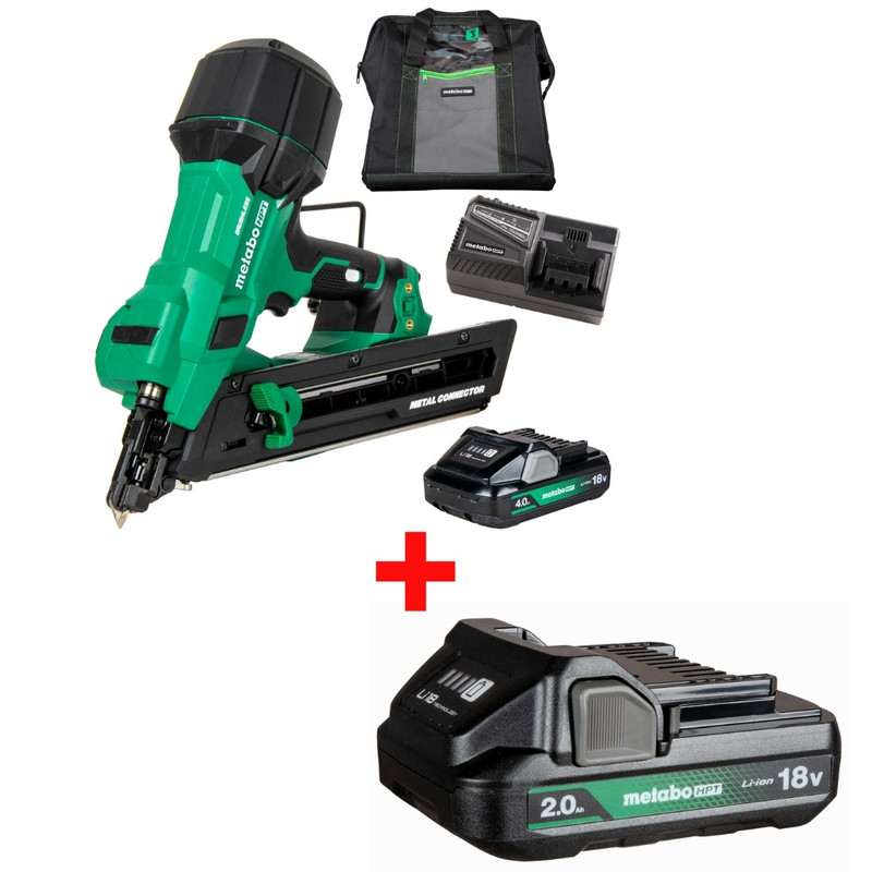 Metabo HPT HPT-NR1838DKAM-382311M NR1838DKAM 18V MultiVolt Brushless 1-1/2in Metal Connector Nailer + 18V 2.0Ah Lithium Ion Battery with Fuel Gauge
