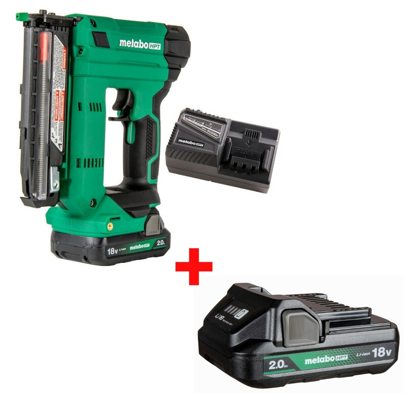 Metabo HPT HPT-NP1835DAM-382311M NP1835DAM 18V MultiVolt 23 Ga Pin Nailer + 18V 2.0Ah Lithium Ion Battery with Fuel Gauge
