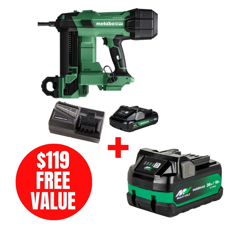 Metabo HPT HPT-NC1840DAM-380083M NC1840DAM 18V MultiVolt 1-9/16in Concrete Pin Nailer + MultiVolt 18V/36V 5.0Ah/2.5Ah Water and Impact Resistant Battery