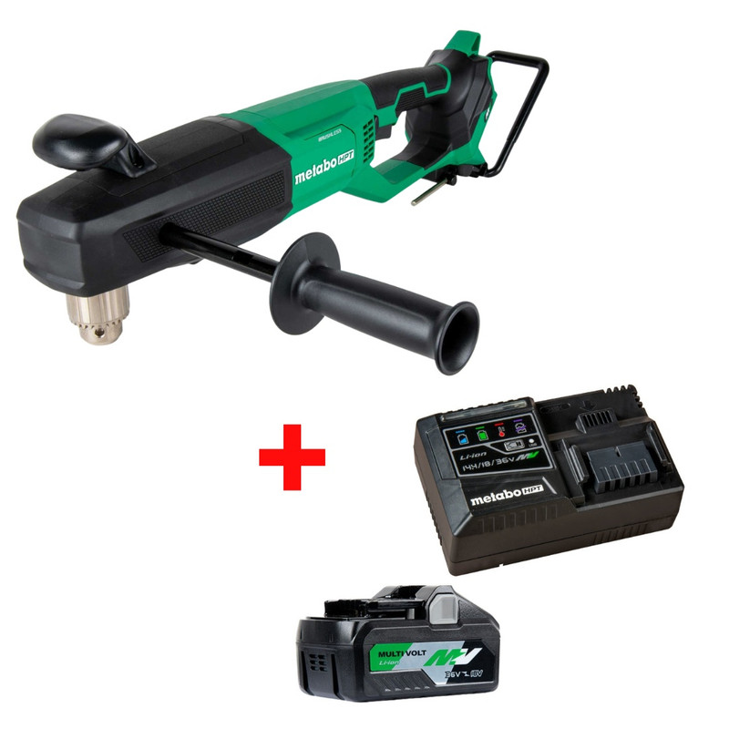Metabo HPT HPT-D36DYAQ4M-UC18YSL3QCYM D36DYAQ4M 36V MultiVolt Brushless 1/2in High Power Right Angle Drill + Starter Kit