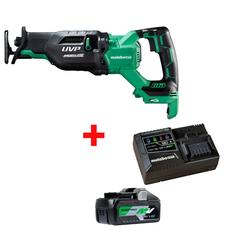 Metabo HPT HPT-CR36DAQ4M-UC18YSL3QCYM CR36DAQ4M 36V MultiVolt Brushless Reciprocating Saw + Starter Kit