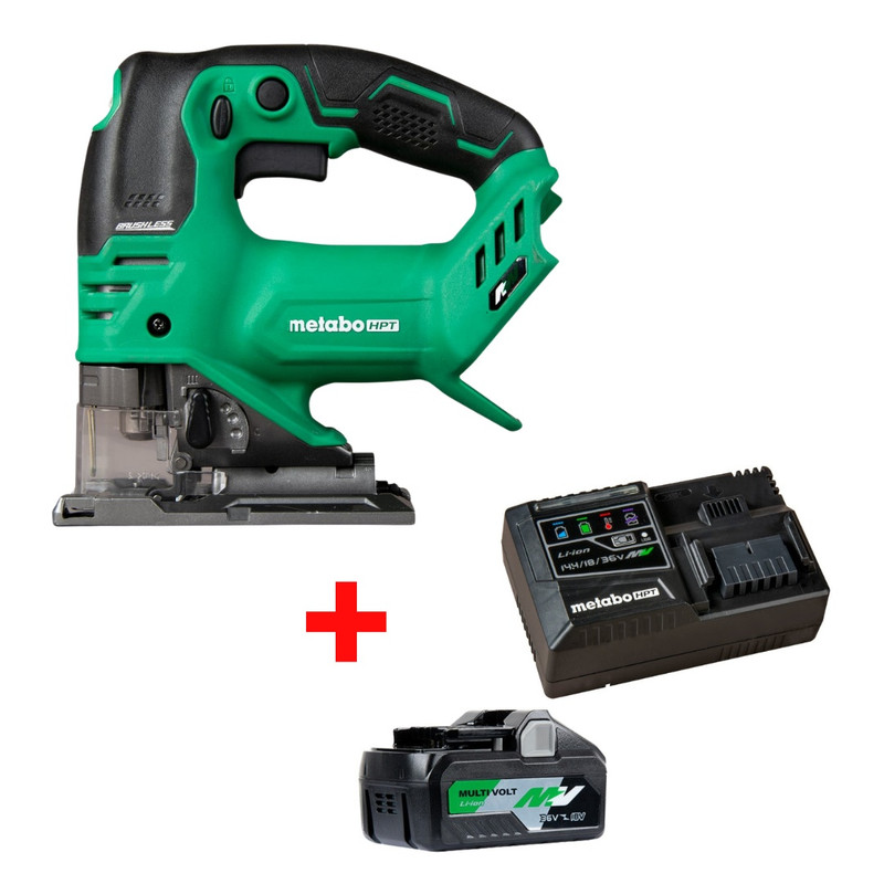 Metabo HPT HPT-CJ36DAQ4M-UC18YSL3QCYM CJ36DAQ4M 36V MultiVolt Brushless Orbital Jig Saw + Starter Kit