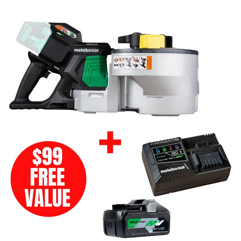 Metabo HPT HPT-VB3616DAQ2-UC18YSL3QCYM VB3616DAQ2 36V MultiVolt Portable Rebar Bender/Cutter + Starter Kit