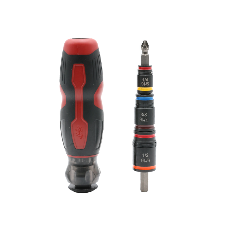Malco MAL-HMTP2A C-RHEX 7-in-1 Flip Bit Socket Set #2 Phillips with Premium Grip Handle