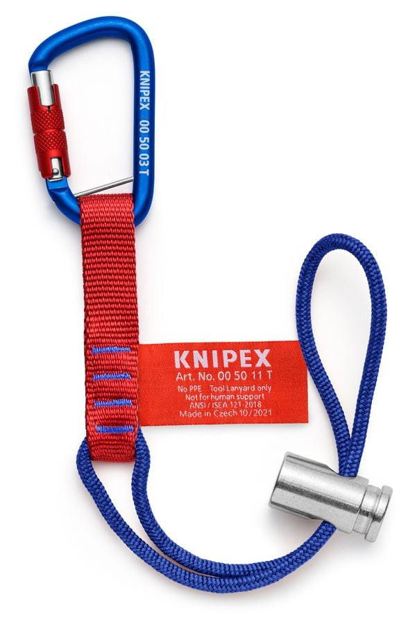 Knipex KNIP-005013TBKA 18in Tool Tethering Adaptor Straps with Captive Eye Carabiner up to 13 lbs