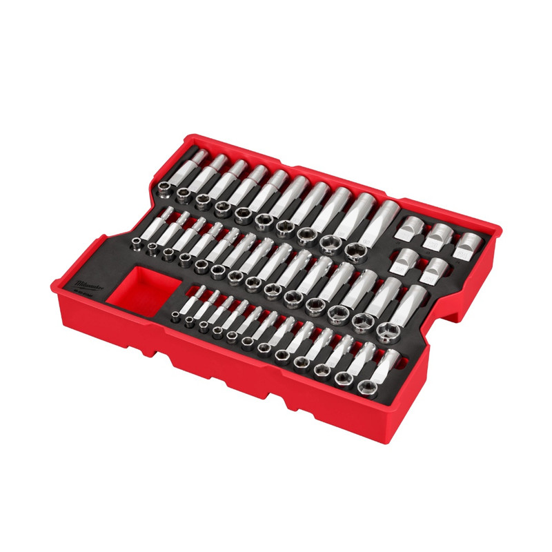 Milwaukee MIL-48-22-0150 77-Piece 1/4in, 3/8in & 1/2in Drive Metric Socket Set with PACKOUT Drawer Tray