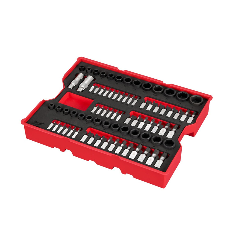 Milwaukee MIL-48-22-0152 77-Piece 1/4in & 3/8in Drive Metric, SAE & Torx Socket Set with PACKOUT Drawer Tray