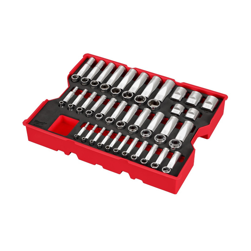 Milwaukee MIL-48-22-0151 65-Piece 1/4in, 3/8in & 1/2in Drive SAE Socket Set with PACKOUT Drawer Tray