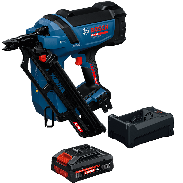 Bosch BOS-EXNH18V-90MDB14X EXPERT 18V 30-Degree Framing Nailer 4.0Ah Kit