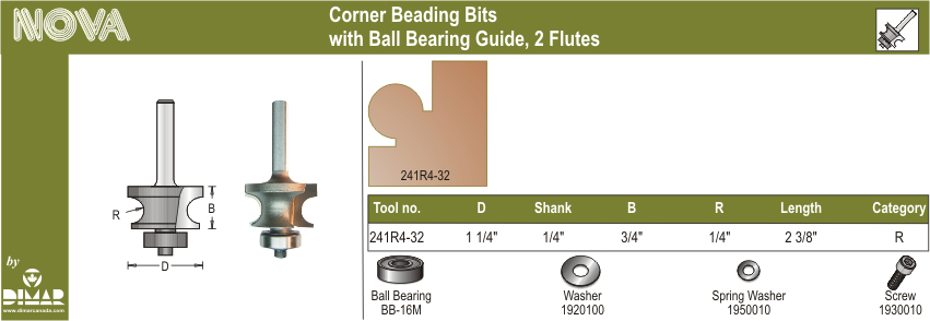 Dimar DIM-241R4-32 Corner Bead Bit