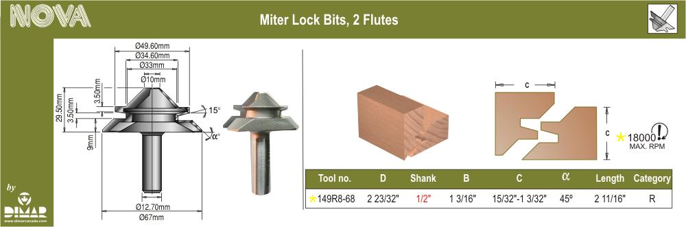 Dimar DIM-149R8-68 Mitre Lock Bit