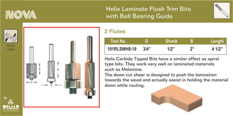Dimar DIM-101RLSWH8-19 Helix Flush Trim 3/4X2X1/2