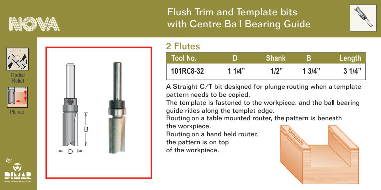 Dimar DIM-101RC8-32 Straight Bit With Center BB
