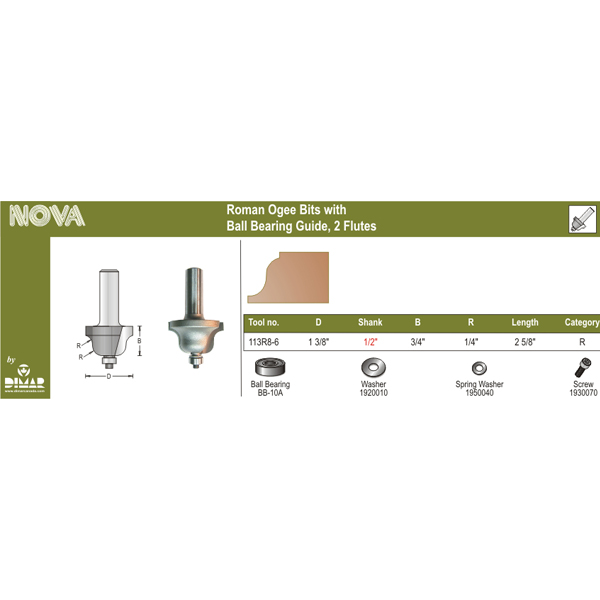 Dimar DIM-113R8-6 Roman Ogee R=1/4