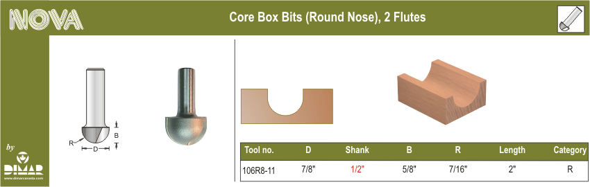 Dimar DIM-106R8-11 Core Box 7/16 Radius 2