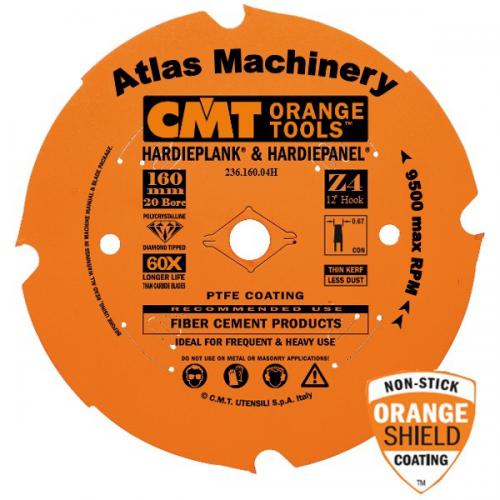 CMT Orange Tools CMT-23616004H  CMT Fibre Cement Diamond Blade for Track Saws - 4 Tooth, 20mm Bore