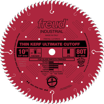 Freud FRE-LU74R010  10in X 80T Thin Kerf Ultimate Cutoff Saw Blade