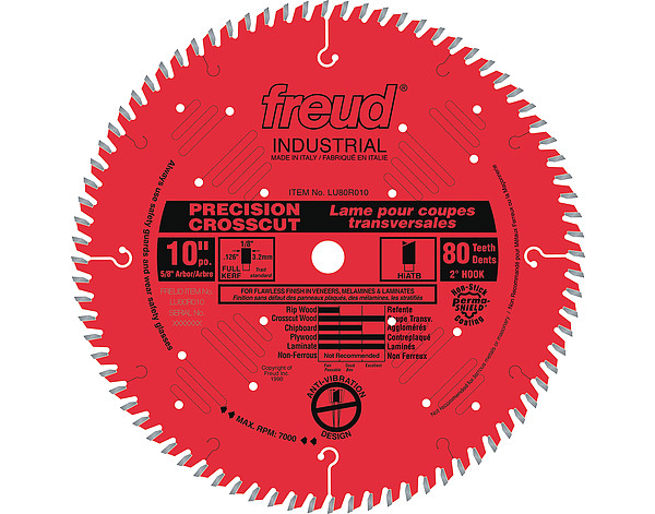 Freud FRE-LU80R010  10in X 80T Full Kerf Hi-ATB Precision Crosscut Saw Blade